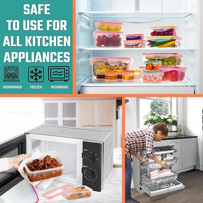 38 Pcs Large Food Storage Containers - 85 oz to Small Container Stackable Kitchen Storage Bowls Sets - BPA Free Leak-Proof Plastic Food Storage Containers with Lids Airtight - Microwave Freezer Safe