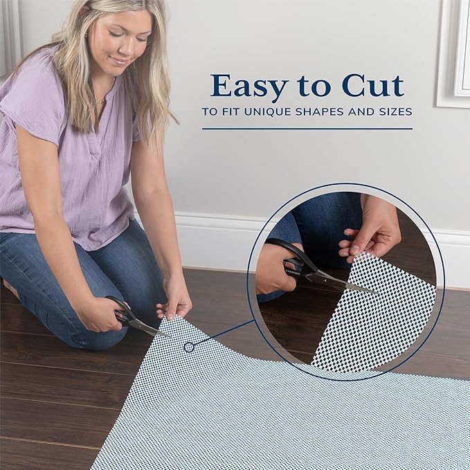 Veken 3x5 Ft Rug Pad Gripper for Hardwood Floors, Non Slip Grey Blue Rug Pads for Area Rugs, Thick Rug Grippers for Tile Floors, Under Carpet Anti Skid Mat, Keep Your Rugs Safe and in Place