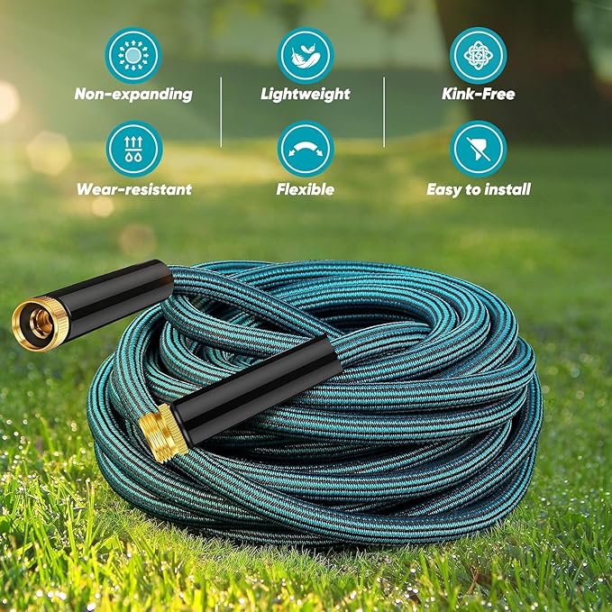 Garden Hose 25ft, Non-Expanding Water Hose Ultra Lightweight, Kink-Free, Sturdy, Flexible, Abrasion Resistant Hose for Yard, Lawn, Outdoor, Marine and Camper