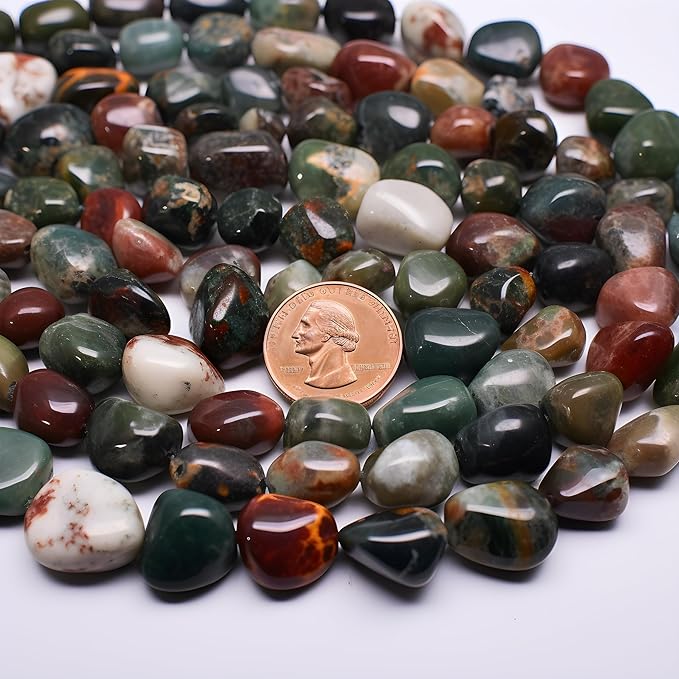 Polished Ocean Jasper Crystal Stone Set - 72 Pcs, 0.5" 10 oz Handpicked Natural Tumbled Gemstones Rocks, Pebbles for Reiki, Chakra, Healing, Home Decor