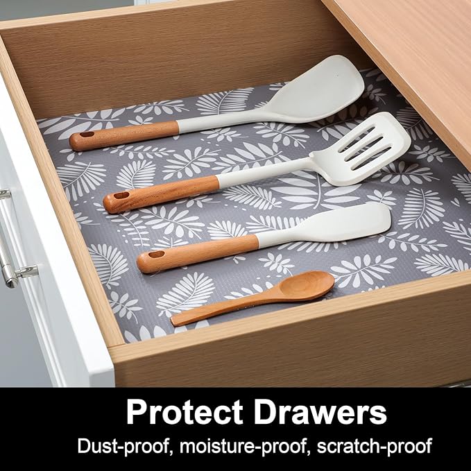 Cooyes Shelf and Drawer Liners for Kitchen Cabinets, Non Adhesive Cabinet Liner, EVA Waterproof Durable Non-Slip Drawer Mats for Shelves, Refrigerator, Storage, Desks（11.8" W x 118" L）