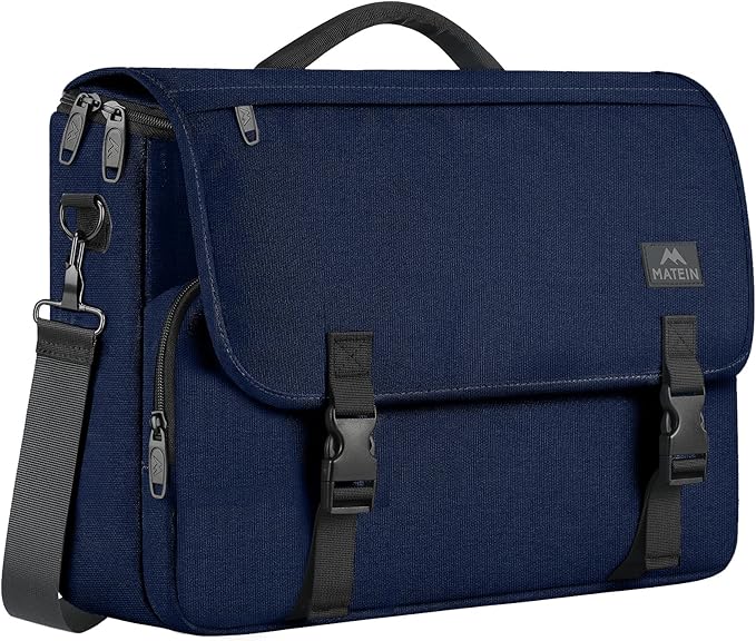 MATEIN Messenger Bag for Men, Briefcases Lightweight Men's Laptop Bag 15.6 inch Water Resistant Crossbody Satchel Computer Work Office Case with Shoulder Strap, Blue