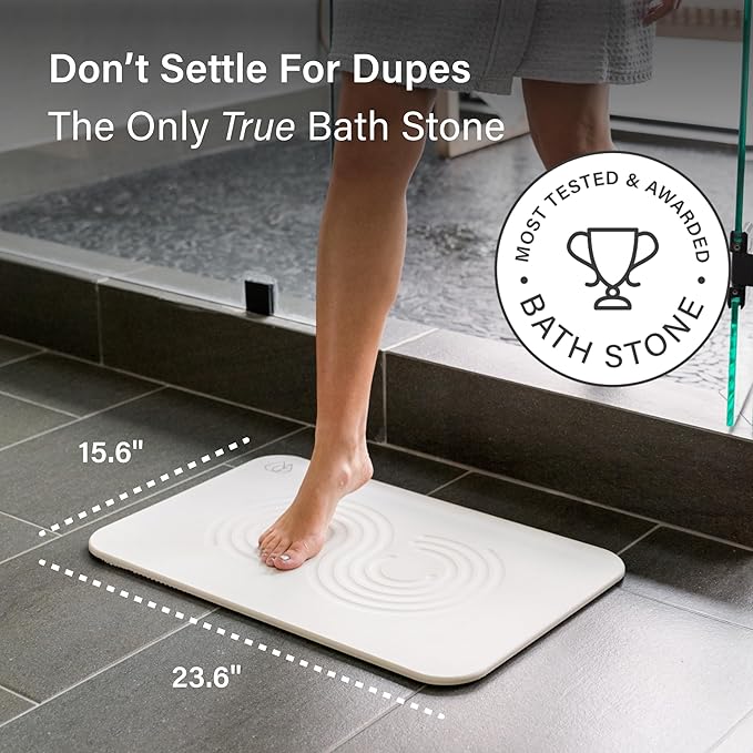 Dorai Home Bath Stone Mat 23.6"x15.4" – Quick-Dry, Non-Slip Diatomite Stone Bath Mat for Bathroom, Zen Sandstone