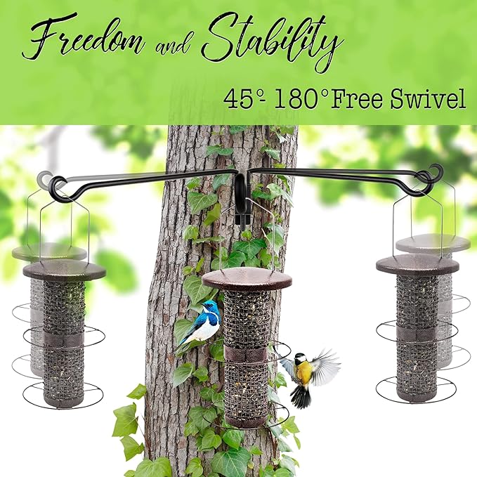 AJART Swivel Hanging Plant Bracket: Outdoor Bird Feeder Hangers for Wall Mount 16 Inch - 2 Pieces Hummingbird Feeder Hook for Flower Basket