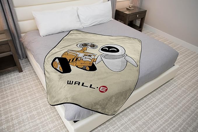 Jay Franco Kids Plush Throw Blanket – Soft & Cozy Fleece Throw for Bedroom & Couch Décor, Official Licensed Product, Beige - Wall-E, 46x60 - Throw Blanket