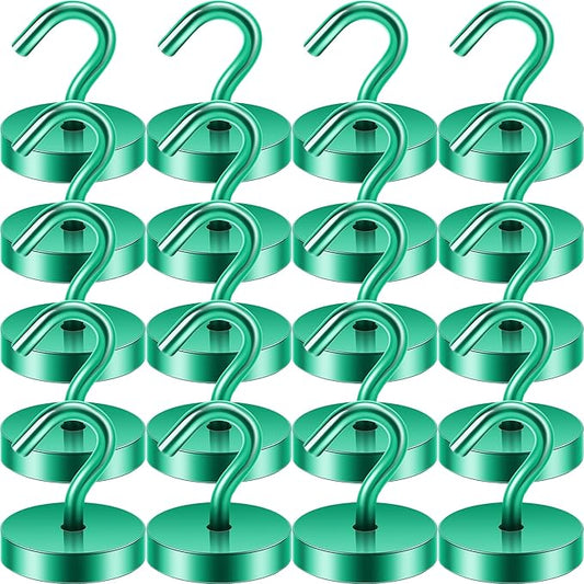 Neosmuk Magnetic Hooks, Cruise Ship Essentials, 120lb+ Heavy Duty Magnetic Hooks for Cruise Cabins, Refrigerator, Grill, Hanging, and Travel | Extra Strong Must-Haves Magnet Hook,Green,Pack of 20