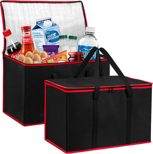 Carrywell Insulated Food Delivery Bags 2-Pack, XXXL Pizza Delivery and Reusable Warming Bag For Catering, Thermal Insulation Tote for Hot and Cold Food, Doordash, Not-Made In China