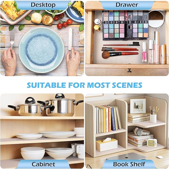 MooiFun Drawer Liners, Waterproof Shelf Liner, Anti-Slip Non-Adhesive BPA Free Kitchen Cupboard Cabinet Liner Refridge Fridge Mats Sink Protector Strong Durable for Home (Clear/11.8in x 20Ft)
