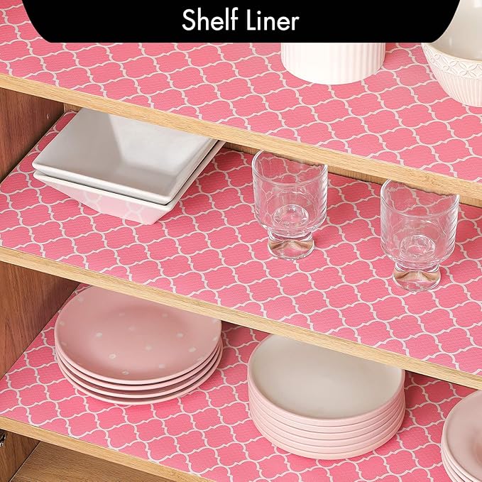 Cooyes Shelf Liner, Non-Adhesive Drawer and Cabinet Liner, EVA Washable Oil-Proof Shelf Paper for Kitchen Cabinets, Refrigerator, Storage, Desks with Modern Pattern