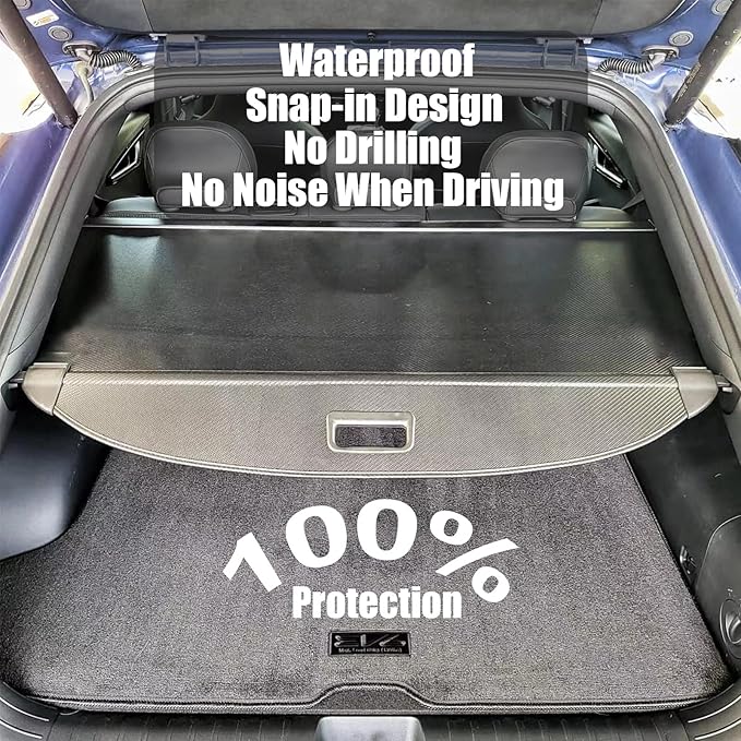 Volcaner Cargo Cover for Kia EV6 Accessories,Carbon Fiber Texture Retractable Rear Trunk Organizer Trunk Cover Privacy Security Screen Shield Shade for 2022 2023 2024 2025 Kia EV6 Accessories