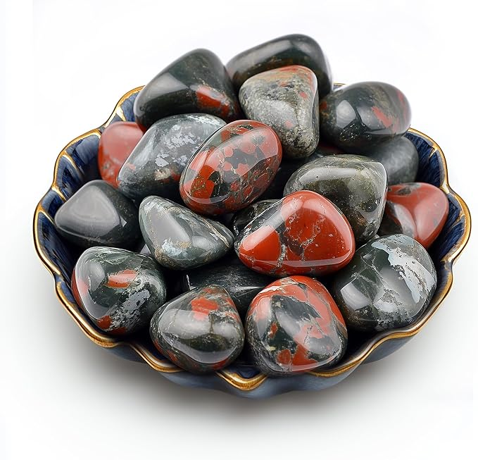 Polished Stone Set South African Blood Jasper Crystals, 0.8" Handpicked Tumbled Gemstones Rocks, Pebbles for Reiki, Chakra, Healing, Home Decor