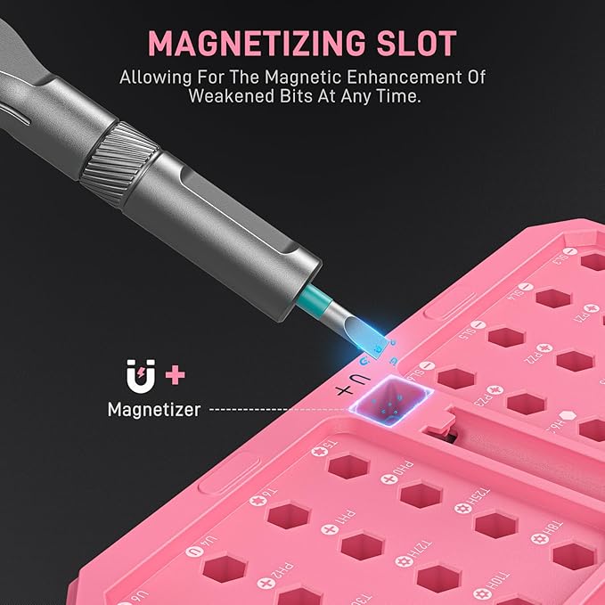Professional 42 in 1 Magnetic Screwdriver Tool Kit Multi Functional Precision Bits for PC, Camera, Smartphone, Furniture, Bike – Ideal for Electronics & Home Repairs Pink