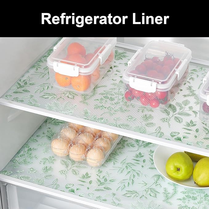 Cooyes Shelf Liners for Kitchen Cabinets Refrigerator Liners Waterproof & Oil-Proof Kitchen Cupboard Liner Drawer Mats EVA Material Non Adhesive Fridge Liner for Shelves（23.6" W x 236" L）
