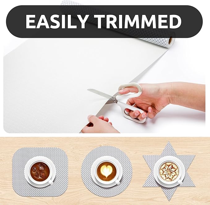RAY STAR 12X120 Inch Shelf Liner for Kitchen Cabinets, Non-Adhesive Cabinet Liner Washable, PVC Drawer Liner for Dresser Non-Slip Bathroom (Black Circle)(5 Roll)