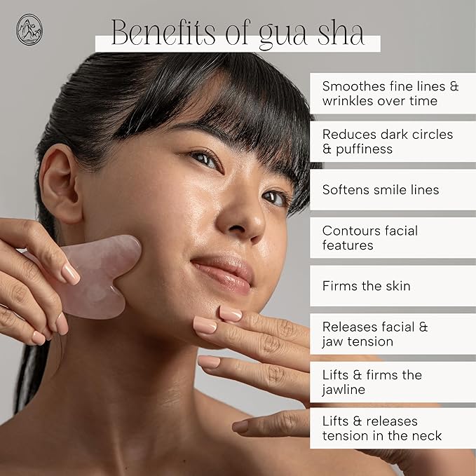 Mount Lai Rose Quartz Gua Sha Facial Tool – The Stone of Graceful Radiance – 100% Genuine Rose Quartz Stone Face Sculpting Tool for Lymphatic Drainage, Puffiness Reduction & Graceful Beauty