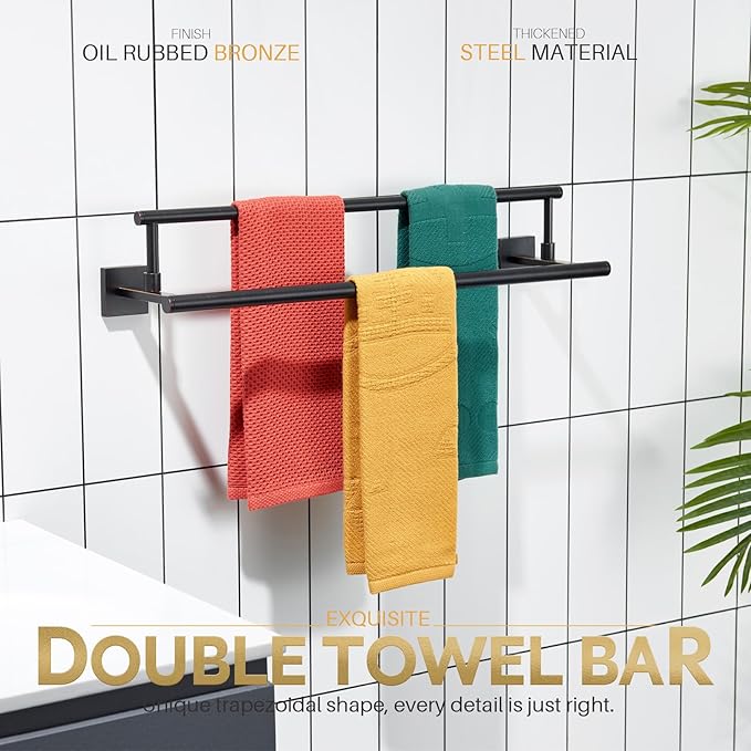 KOKOSIRI Towel Bars 20-Inch Bathroom Towel Holder Oil Rubbed Bronze Bath Towel Rails Kitchen Racks for Cabinet Stainless Steel B5009ORB-L20