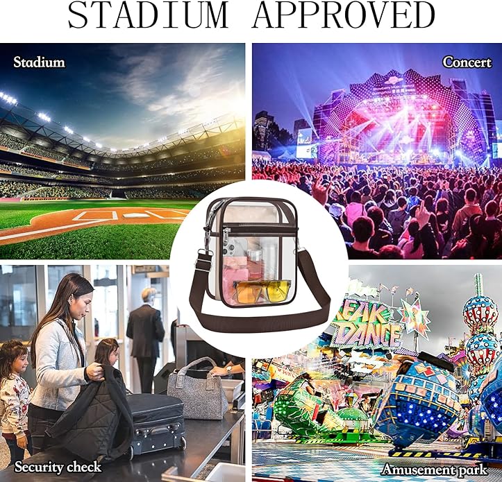 USPECLARE Clear Purse Stadium Transparent Messenger Bag Stadium Approved for Men and Women Clear CrossBody Bag