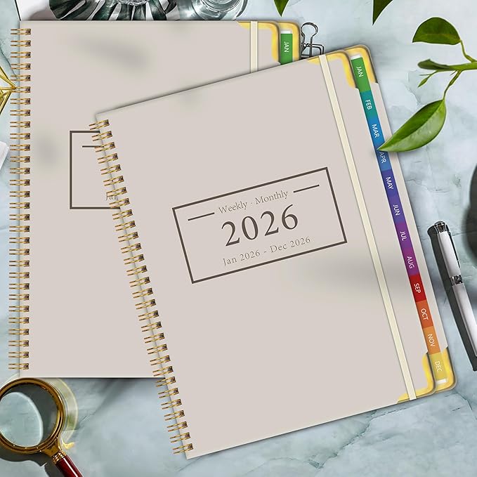 Planner -2026, Hardcover Weekly & Monthly Calendar Planner, January 2026 - December 2026, 6" x 8", Daily Agenda Book with Colorful Tabs, College Organizer Notebook, School & Work Supplies for Student Teacher Classroom