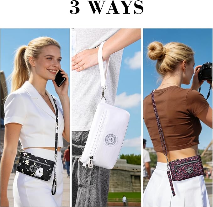 AOCINA Small Wristlet Wallet for Women RFID Blocking Crossbody Purse Gifts for Valentine's Day Nylon Cell Phone Purses