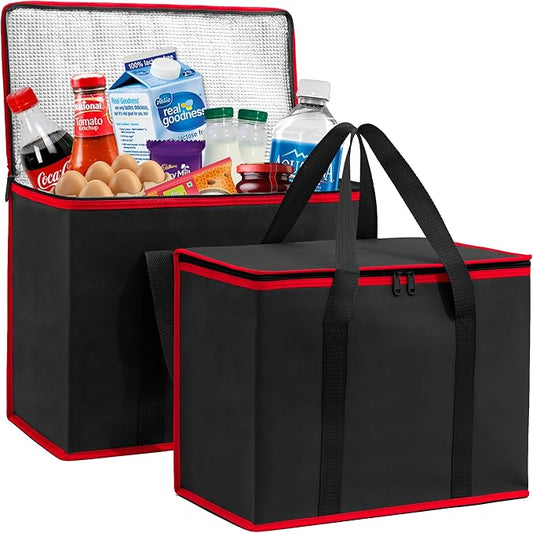 Carrywell Insulated Reusable Grocery Bags, Catering and Delivery Bag For Hot and Cold Food, Collapsible Thermal Tote For Doordash, Not-Made In China