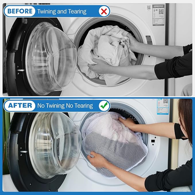 4Pcs Mesh Laundry Bags Washing Machine Mesh Wash Bags for Clothes, Underwear, Lingerie, Bed Linen with Drawstring Closure Sturdy (4 Size)