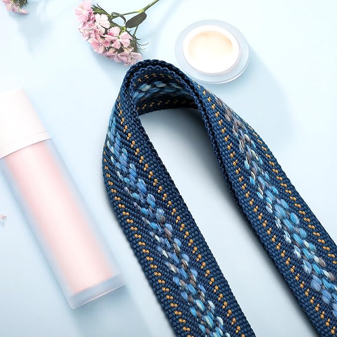 Wide Purse Straps, Crochet Flower Replacement Crossbody for Handbag, Adjustable Embroidery Knit Guitar Shoulder Strap