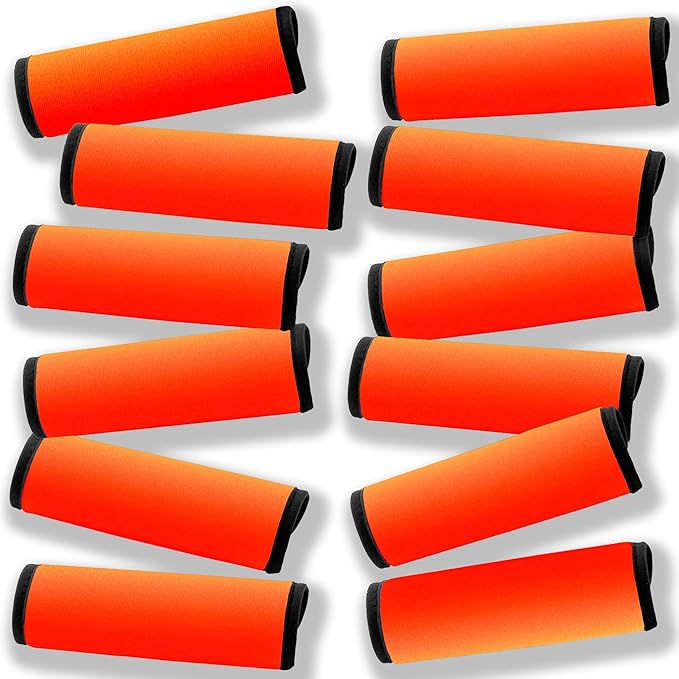Gowraps Luggage Handle Wrap 12 Pack-Bulk Luggage Handle Wraps For Suitcases Neoprene Handle Wraps/Cover/Grips For Carry on/Bag/Car Travel Accessories For Luggage (Orange 4.0)