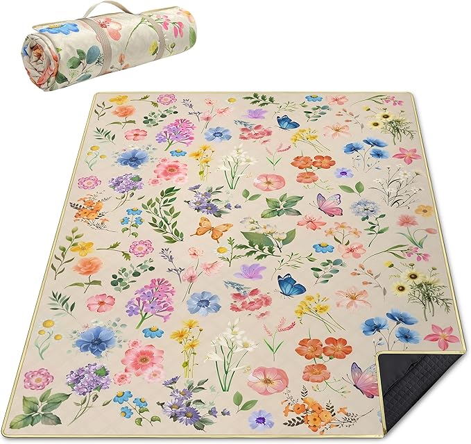 Extra Large Picnic Blankets Waterproof Foldable (60 "x 80") Beach Blanket Waterproof Sandproof,3-Layer Thicking Mat Outdoor Packable Camping Blanket