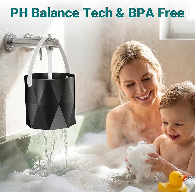 Bath Faucet Filter, 10-Stage Advanced Shower Water Filter for Tub with 3,000 Gallon Non-Spill Filtration, Removes Chlorine, Fluoride, Hardness for Baby-Safe, Sensitive Skin Soft Bath Water