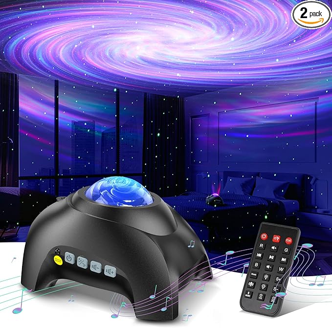 Northern Galaxy Light Aurora Projector with 33 Light Effects, Night Lights LED Star Projector for Bedroom Nebula Lamp, Remote Control, White Noises, Bluetooth Speaker for Parties, Jet Black