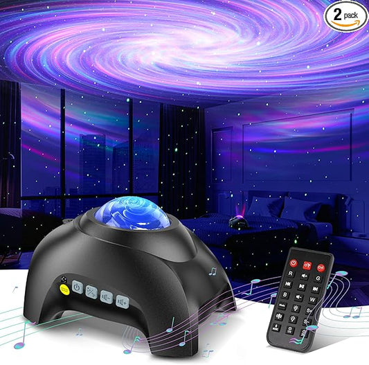 Northern Galaxy Light Aurora Projector with 33 Light Effects, Night Lights LED Star Projector for Bedroom Nebula Lamp, Remote Control, White Noises, Bluetooth Speaker for Parties, Jet Black