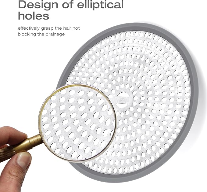 LEKEYE Shower Hair Catcher Drain Protector Strainer - Steel & Silicone 2 Pack