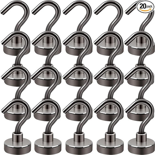 Neosmuk Magnetic Hooks, Cruise Ship Essentials, 30lb+ Heavy Duty Magnetic Hooks for Cruise Cabins, Refrigerator, Grill, Hanging, and Travel | Extra Strong Must-Haves Magnet Hook,Gunmetal