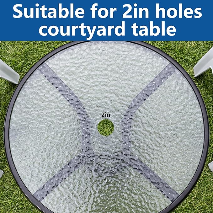 DECOHS 2 Pcs 2" Parasol Umbrella Hole Ring Plug and Cap Set, Thicker Patio Table Hole Cover Insert, Deck Table Umbrella Holes Plug Replacement Parts for Outdoor Patio Table Garden Yard (Transparent)