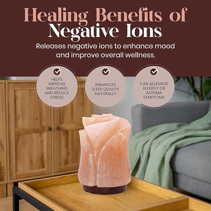 Spantik Tulip Shape Himalayan Pink Salt Lamp | Hand-Carved Rock Salt Flower Lamp | Natural Salt Night Light Desk Lamp for Home Office Decor | Himalayan Salt Lamps Sourced from Pakistan