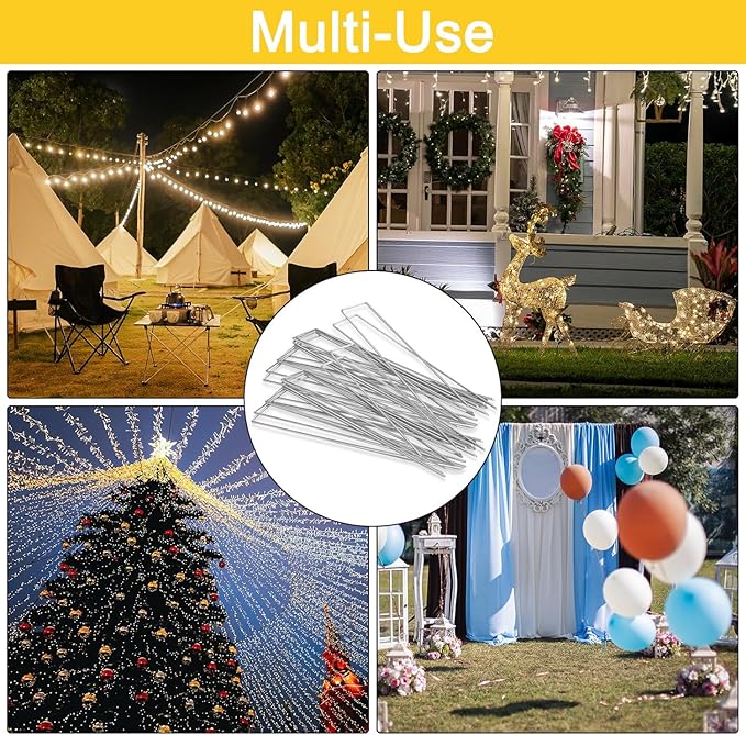 HongWay 240 Pack 6 Inch Landscape Staples, Garden Stakes, Galvanized Heavy Duty 11 Gauge Tent Stakes, SOD Landscaping Fabric Pins, Yard Ground Lawn Staples for Plant Covers, Turf, Fences, Grass Decoration