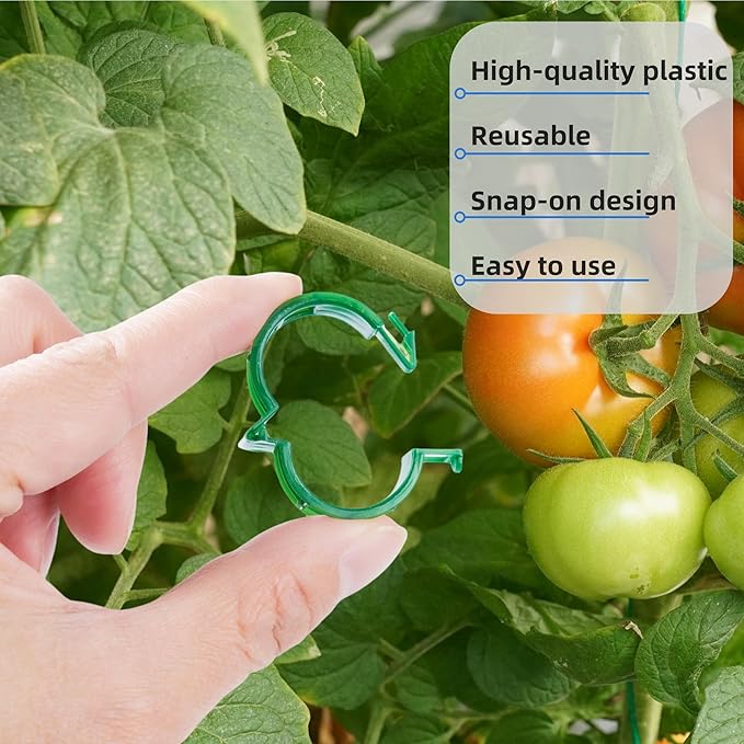 CIQIYO 200 Pcs Plant Support Clips,Plastic Clips for Securing Plants,Tomato Vine Clips,Plant Fixing Clips,Garden Clips for Climbing Plants,Grape and Vine Vegetables (200, White)