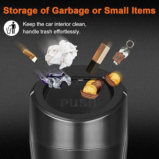 Kincown Car Trash Can, Mini Car Trash Bin with Lid, Leakproof Cup Holder Car Garbage Can with 20 Trash Bags, Vehicle Front Back Seat Organizers and Storage for Car, Home, Office, Black
