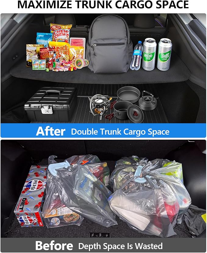 cybtkcar for Tesla Trunk Cargo Cover Model Y Juniper 2025 2026 Trunk Storage Board Model Y Accessories Storage Dividers Layered Partition Board Shield Shade Anti-Spy Luggage Privacy