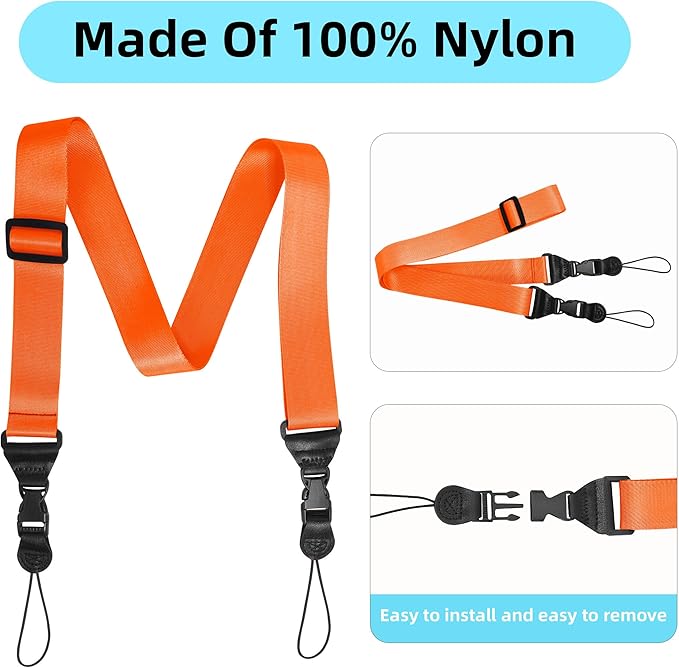 Adjustable Shoulder Strap: Comfortable iPad Strap Nylon Neck Lanyard for iPad/Samsung Tablet Case, Camera Binocular Crossbody Laptop Luggage Bag (Orange)