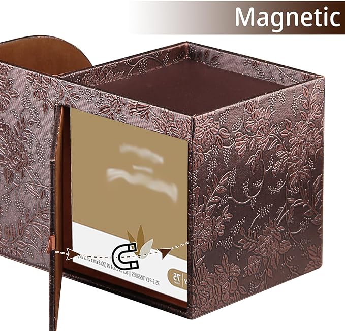 Leather Square Tissue Box Cover with Storage Tray,Cube Tissue Box Holder,Modern Facial Paper Organizer with Remote Control Holder for Bathroom,Vanity Countertop,End Table NightStand Home Office