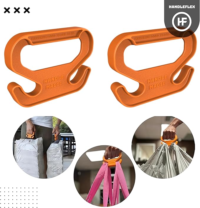 Handle Magic (2 Units) Bag Carriers | Ergonomic Grip and Bag Holder | Pocket Size | Lightweight & Comfortable for Shopping & Travel - Made in USA (Yellow)