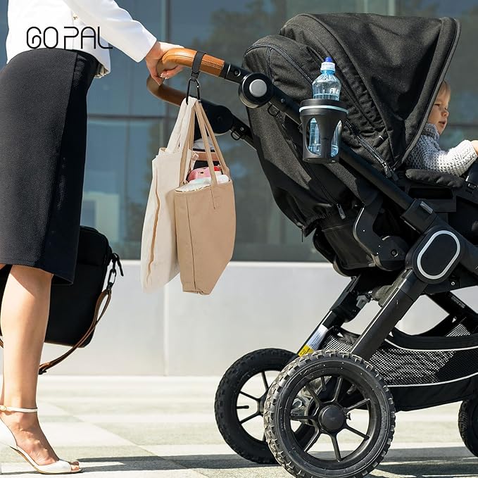 Go Pal 4 Pack Stroller Hooks for Bags, Baby Stroller Clips and Hooks Carry 33lbs Per Stroller Hook, Adjustable Stroller Carabiner Clip for UPPAbaby, DOONA, Baby Jogger, Britax, Chicco