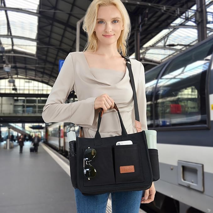 Canvas Tote Bag for Women,Women's Bags Crossbody Bags Work Laptop Tote Bag Large Handbags Purse for Travel Nurse Teacher