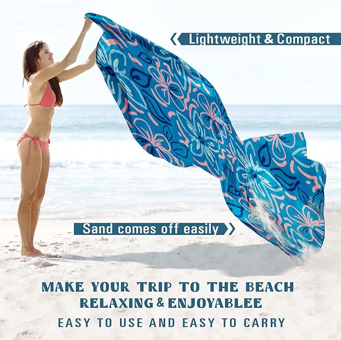 Famstar Beach Blanket Sandproof Waterproof 78''×81''1-5 Adults Oversized,Compact Lightweight Durable Beach Mat for Travel Camping Hiking Picnic Blanket