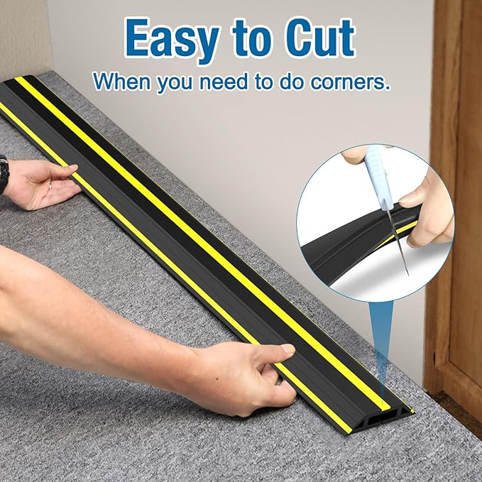 Eapele 10 ft Floor Cable Cover Protector, Heavy Duty PVC Duct Easy to Unroll, Prevent Trip Hazard for Home Office or Outdoor Settings