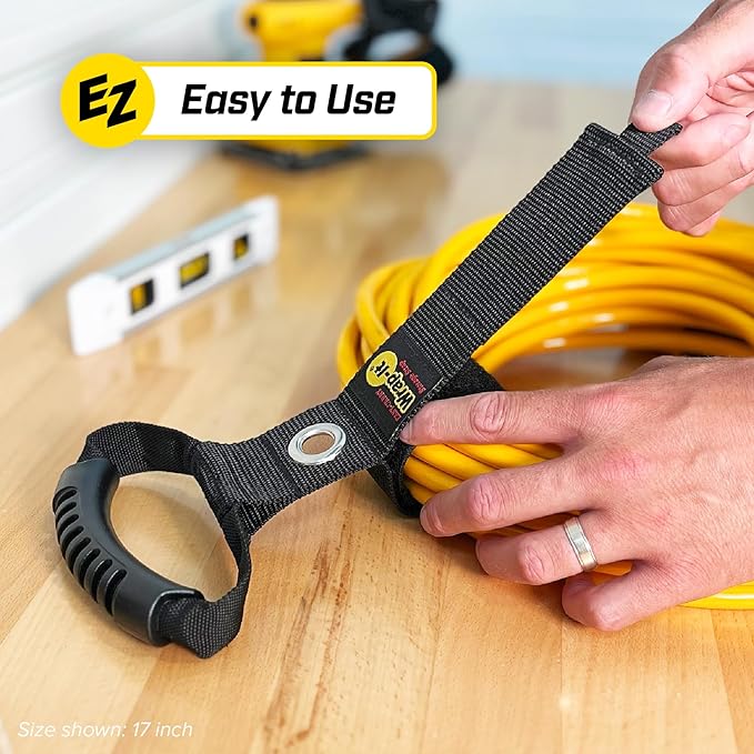 Easy-Carry Wrap-It Storage Straps - 28” (2-Pack) Black with Grommet - Cord Wrap and Hose Organizer for Your RV Tool Kit