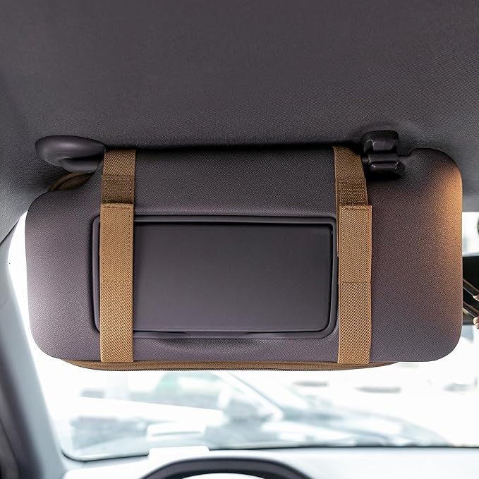 EXCELLENT ELITE SPANKER Car Sun Visor Organizer Auto Interior Accessories Visor Storage Pouch Holder for Car, SUV, Truck with Multi-Pocket (Coyote Brown)