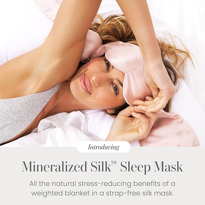 Nodpod Mineralized Silk Gentle Pressure Sleep Mask - Strap-Free, Light-Blocking Design for Sleep, Travel & Relaxation - Weighted Eye Pillow, Machine Washable (Petal)