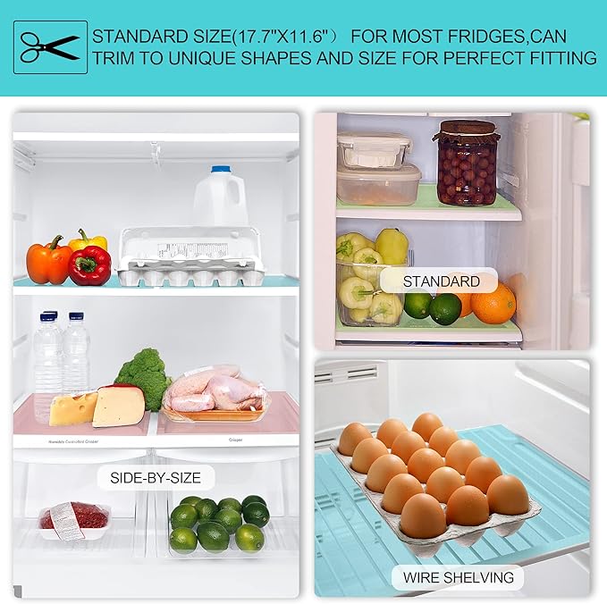 16 Pcs Refrigerator Liners Mats Washable, Refrigerator Mats Liner Waterproof Oilproof, Shinywear Fridge Liners for Shelves, Cover Pads for Freezer Glass Shelf Cupboard Cabinet Drawer (16 Gray)
